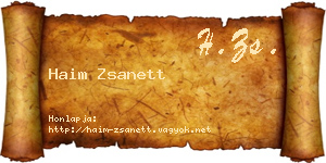 Haim Zsanett névjegykártya